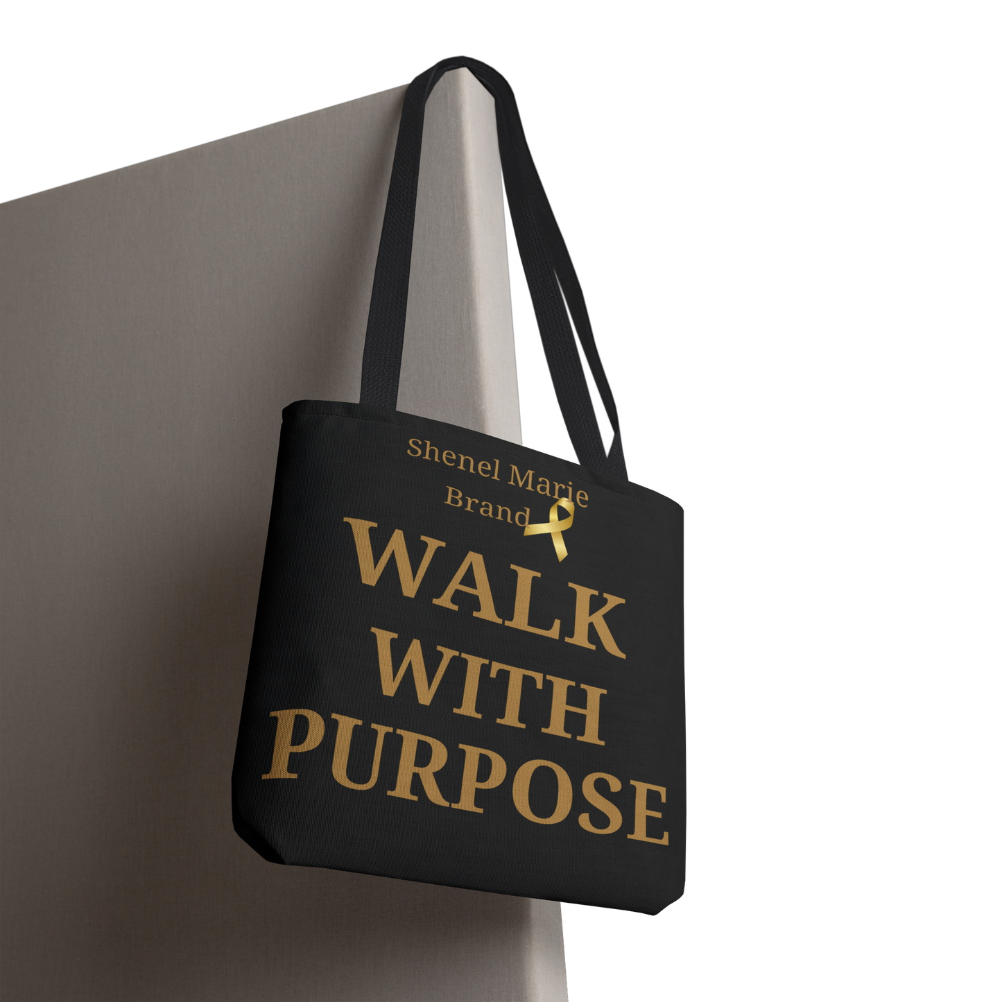 Walk With Purpose Tote Bag — Inspirational Black & Gold Carryall
