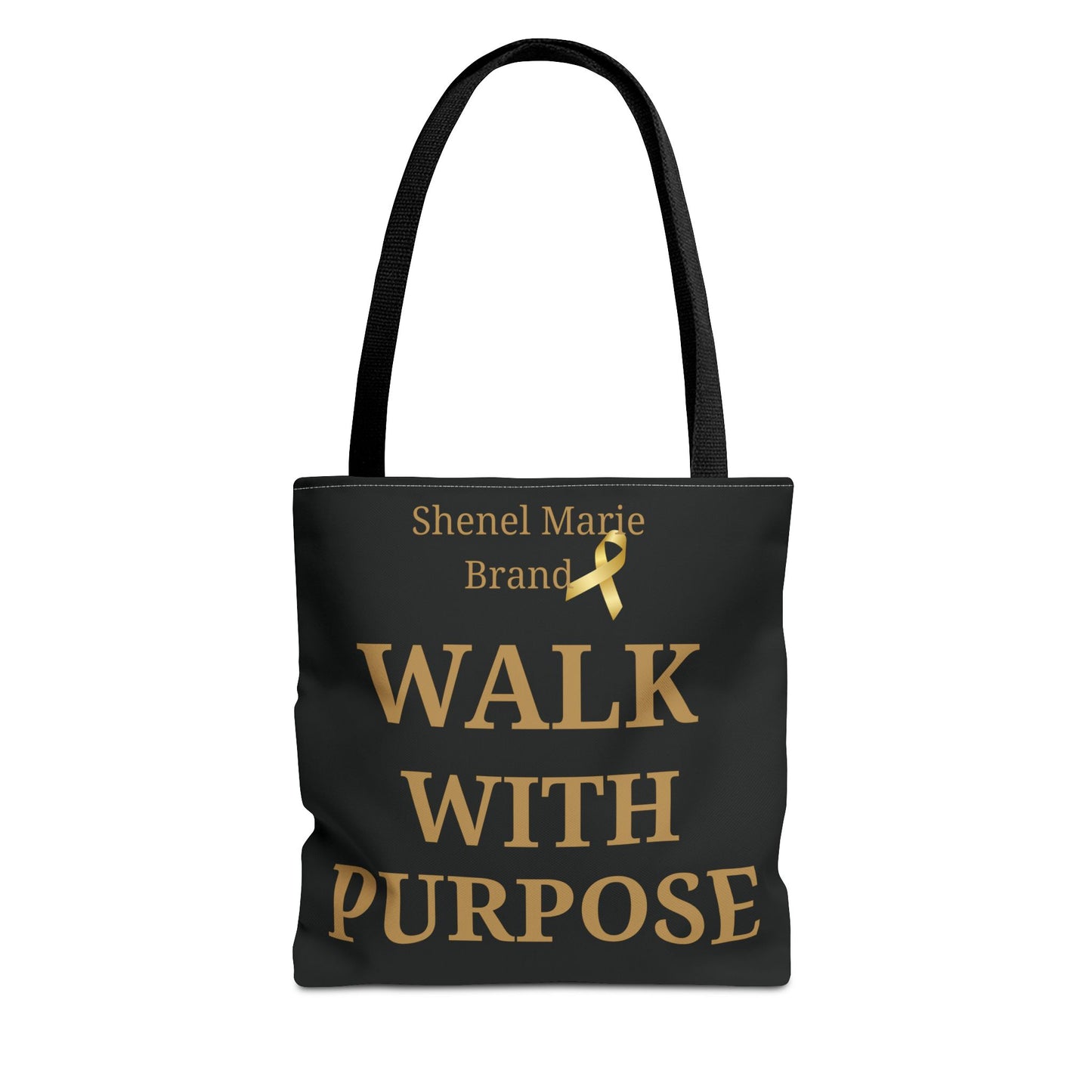 Walk With Purpose Tote Bag — Inspirational Black & Gold Carryall