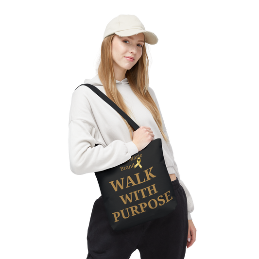 Walk With Purpose Tote Bag — Inspirational Black & Gold Carryall
